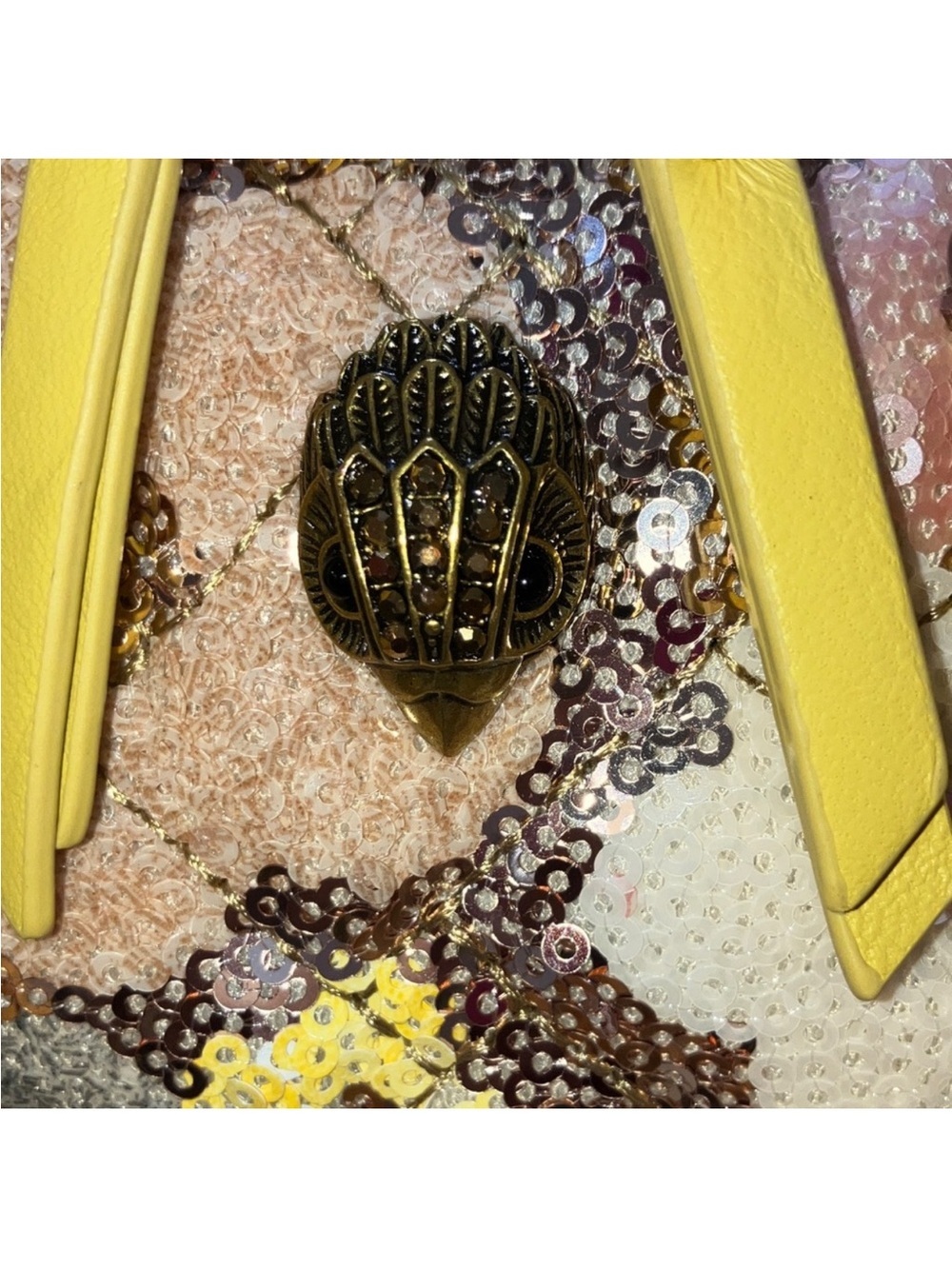 Kurt Geiger London NWT Kensington Duffle Sequin Satchel Bag w/Bamboo Handles - Picture 5 of 10
